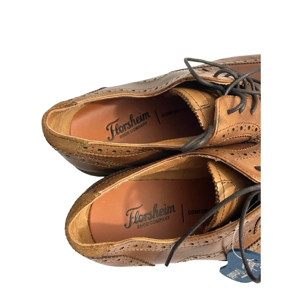 NEW Florsheim Midtown Wingtip Oxford leather shoes Size 8 Cognac brown